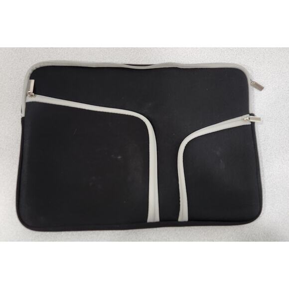 Black Gray 15" Laptop Soft Sleeve With Zipper & Handles - Picture 1 of 5